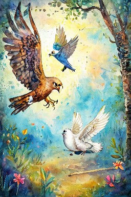 THE HAWK CHASING THE DOVE