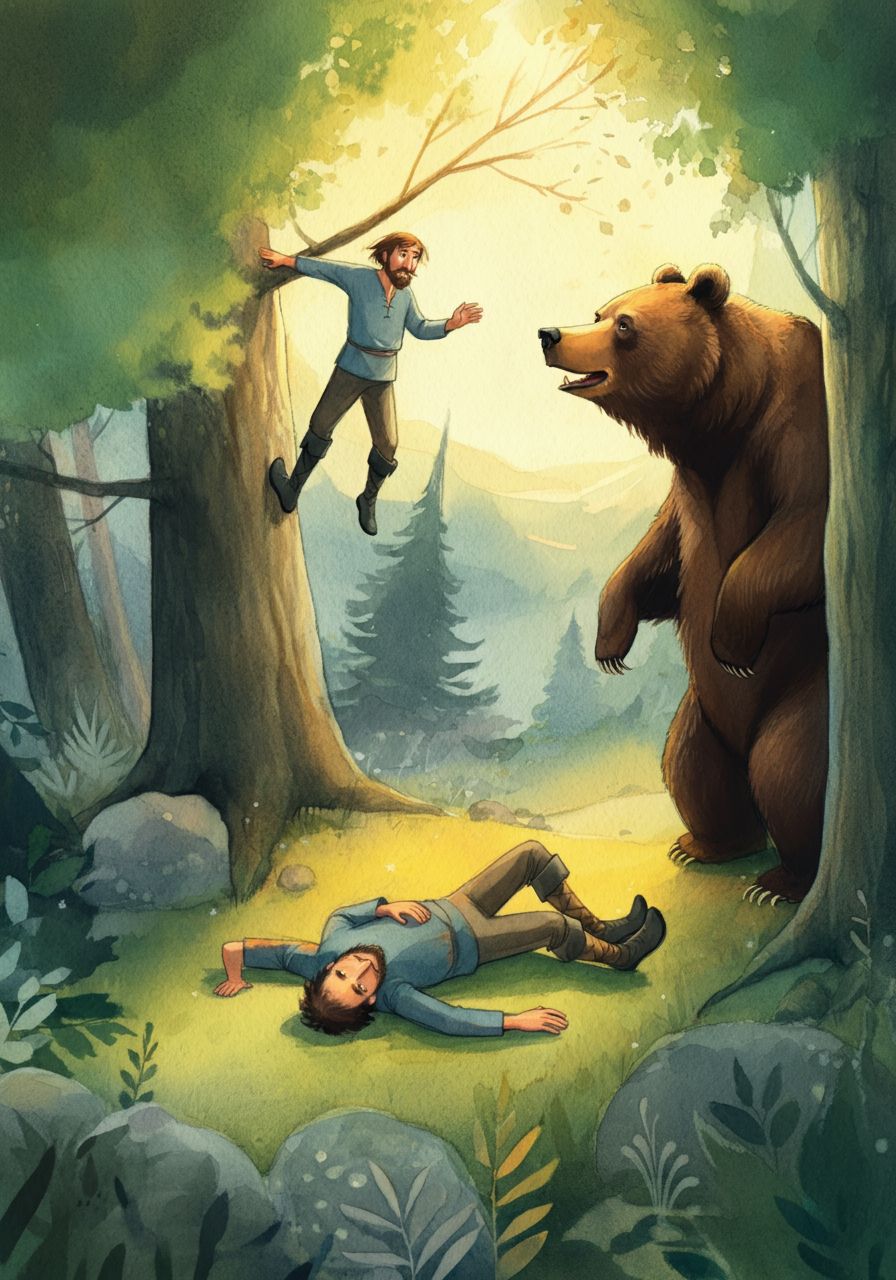 THE BEAR and THE TWO TRAVELERS