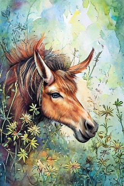 THE MULE EATING THISTLES