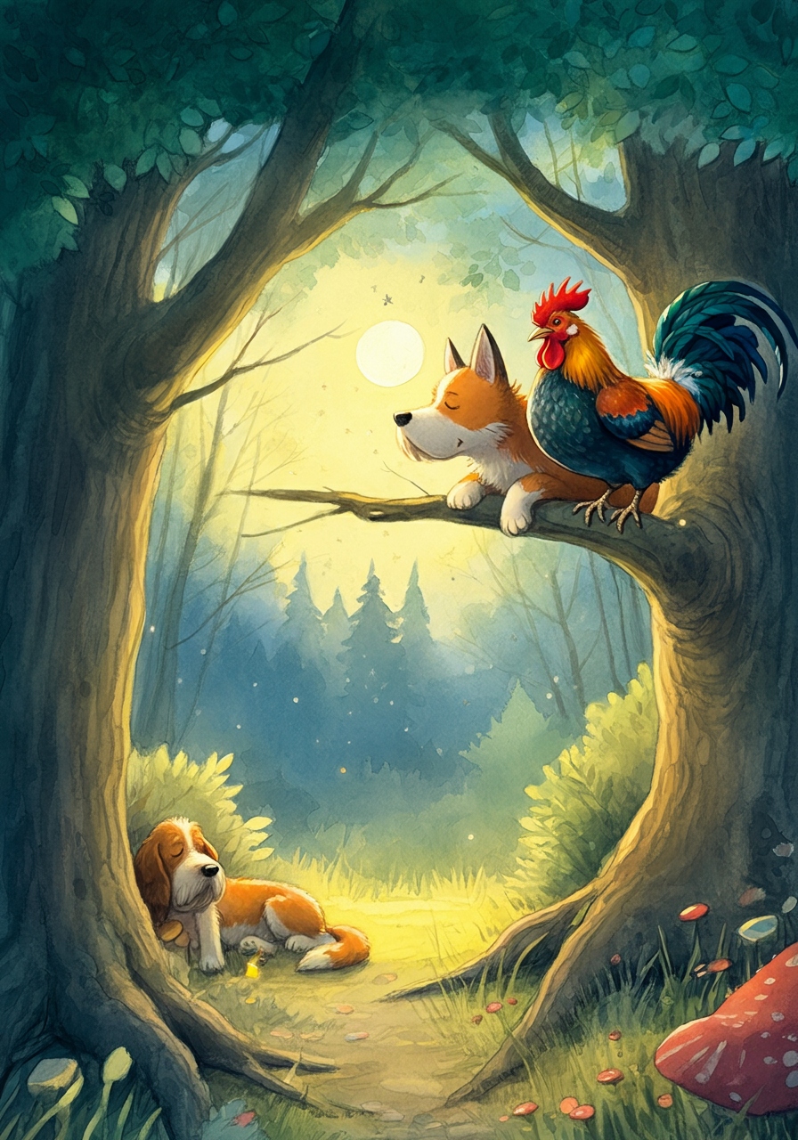 THE COCK, THE DOG, and THE FOX