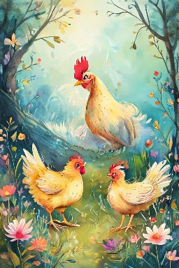 THE OLD HEN and HER YOUNG ONES