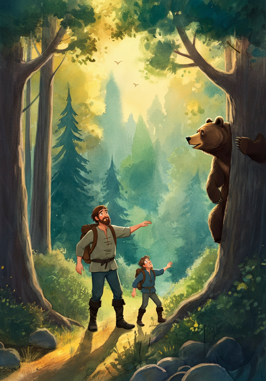TWO TRAVELERS and a BEAR
