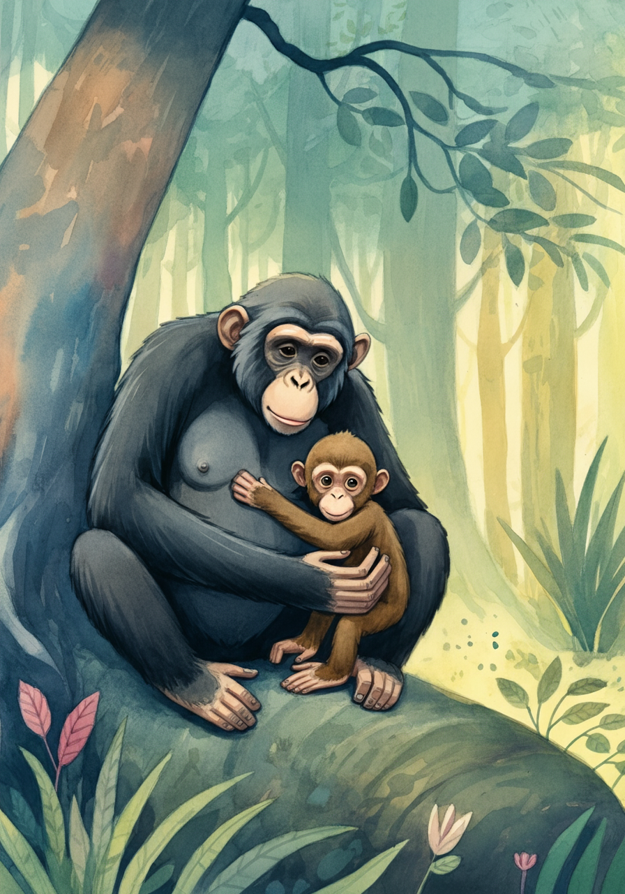 THE APE and HER YOUNG ONES