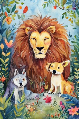THE LION, THE WOLF, and THE DOG