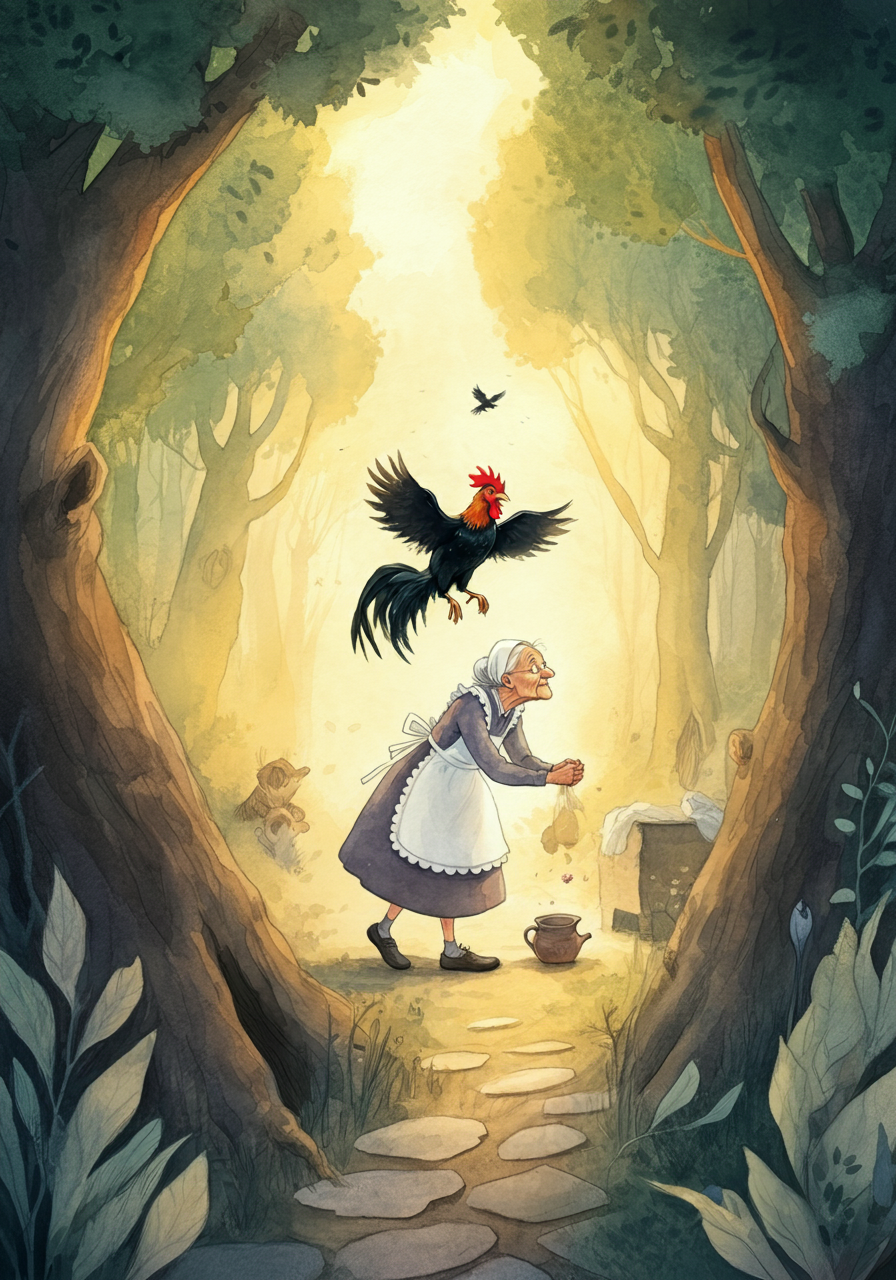 THE OLD WOMAN and HER MAIDS