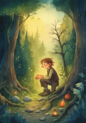 THE STORY of THE PLENTIFUL TABLECLOTH, THE AVENGING WAND, THE SASH THAT BECOMES a LAKE, and THE TERRIBLE HELMET