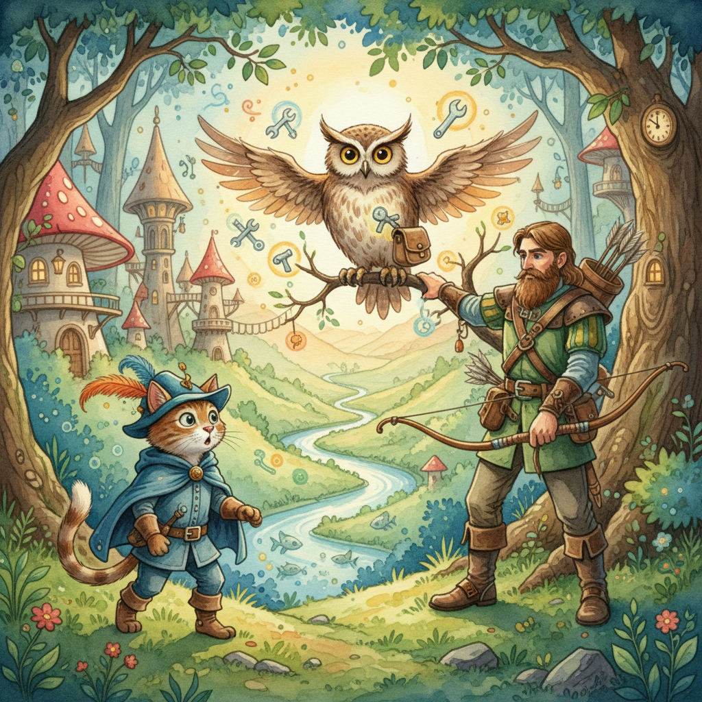 PUSS MEETS a HUNTER and THEY BOTH LEARN THAT the OWL IS a USEFUL BIRD