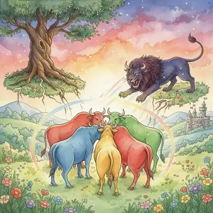 THE FOUR OXEN and THE LION