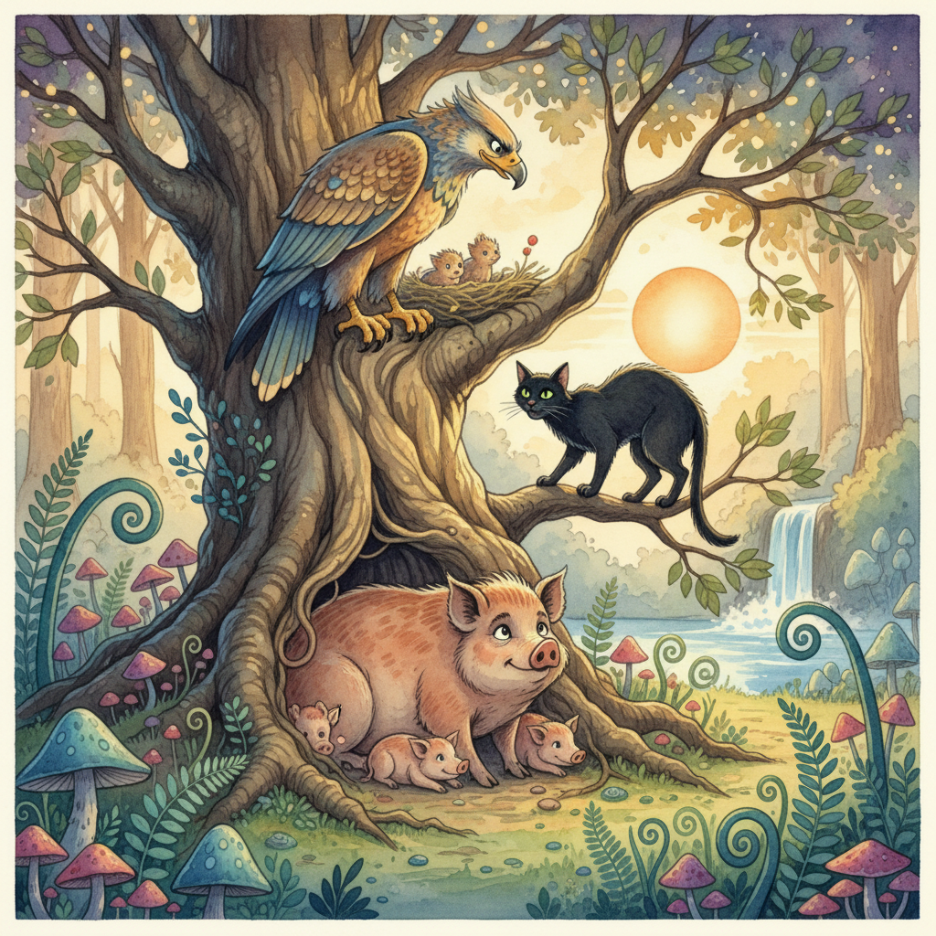 L’AIGLE, LA LAIE ET LA CHATTE