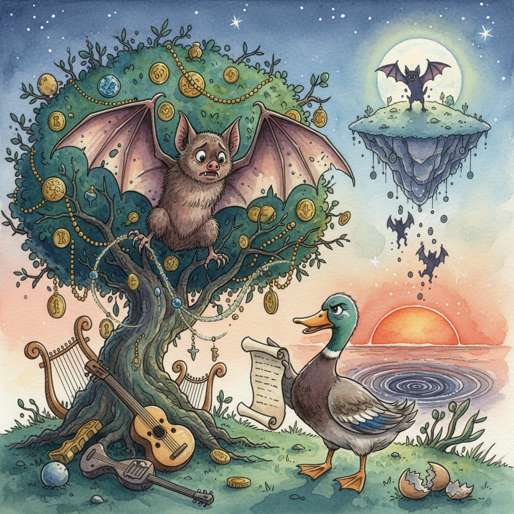 LA CHAUVE-SOURIS, LE BUISSON ET LE CANARD