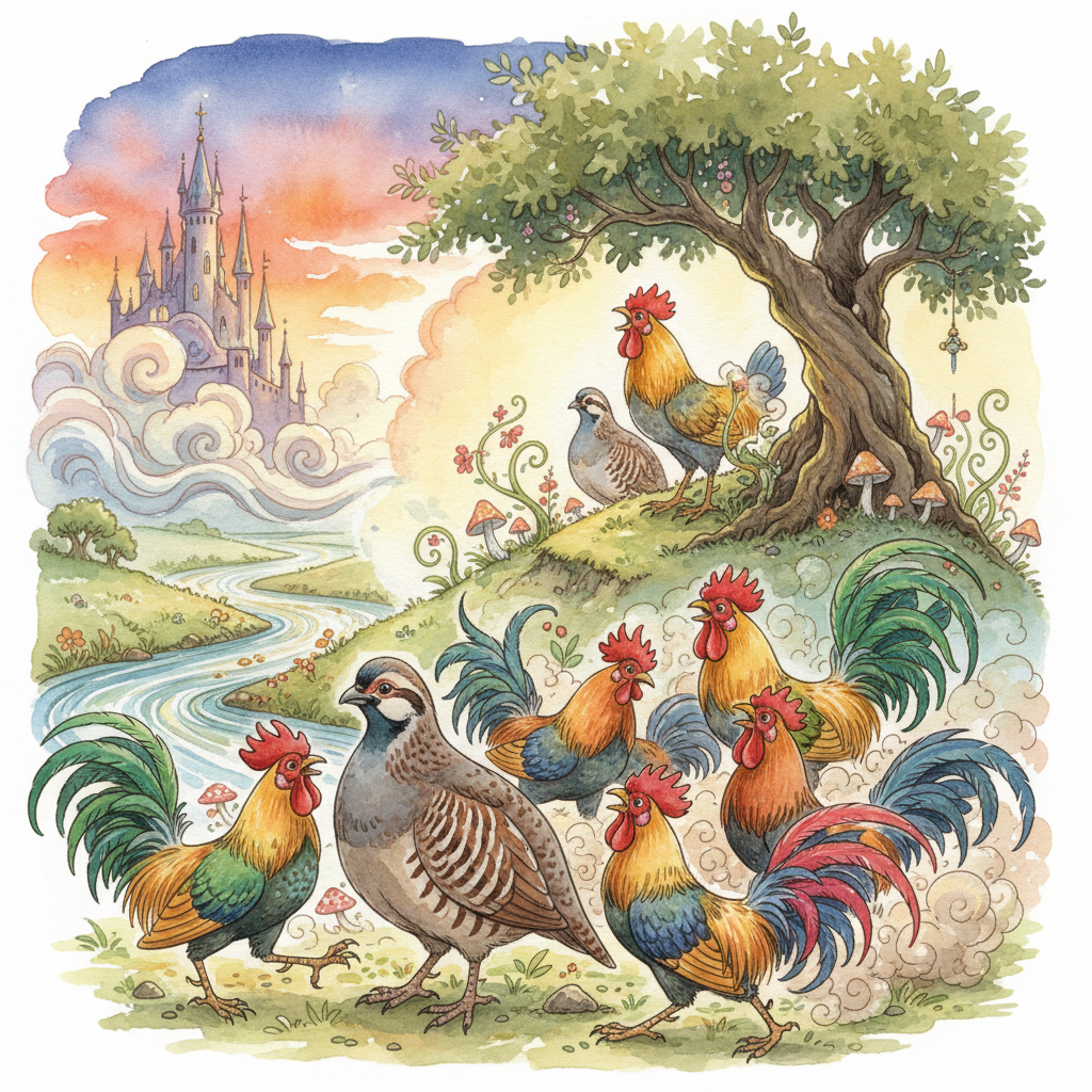 LA PERDRIX ET LES COQS