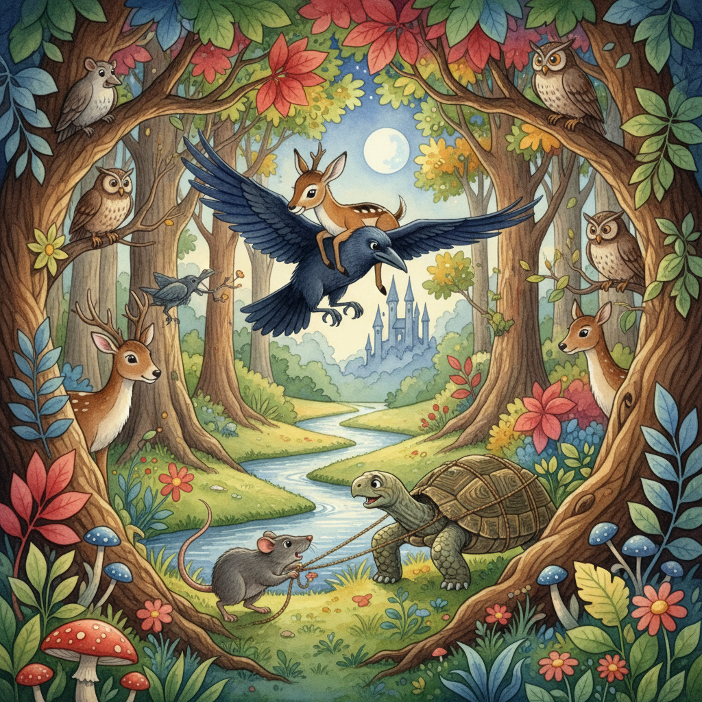 LE CORBEAU, LA GAZELLE, LA TORTUE ET LE RAT