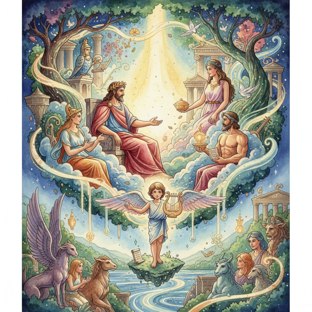 LES DIEUX VOULANT INSTRUIRE UN FILS DE JUPITER